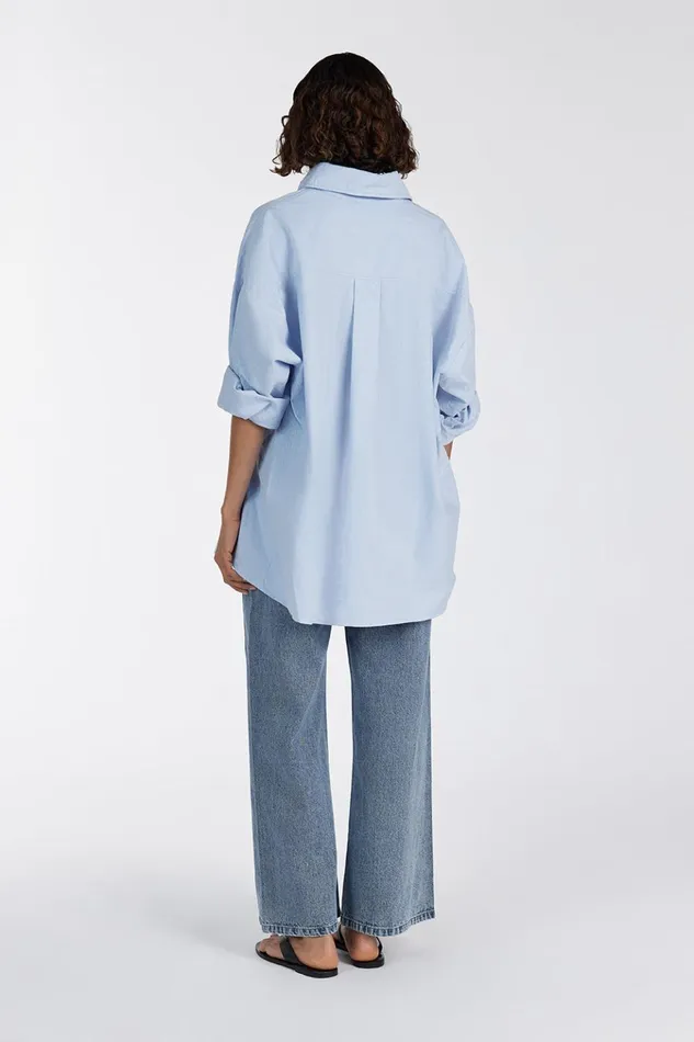 Women Long Sleeved DISSH RHEA BLUE COTTON SHIRT