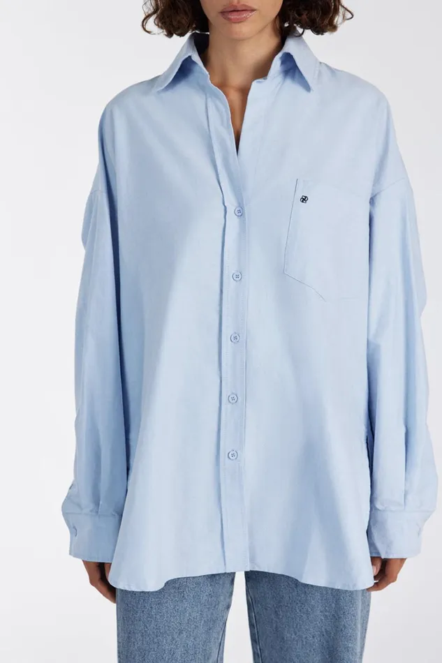 Women Long Sleeved DISSH RHEA BLUE COTTON SHIRT