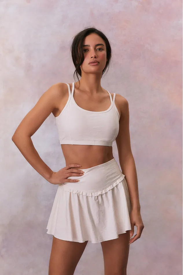 Women LoveShackFancy Active Aiden Bow Print Sports Bra Cloud Dancer