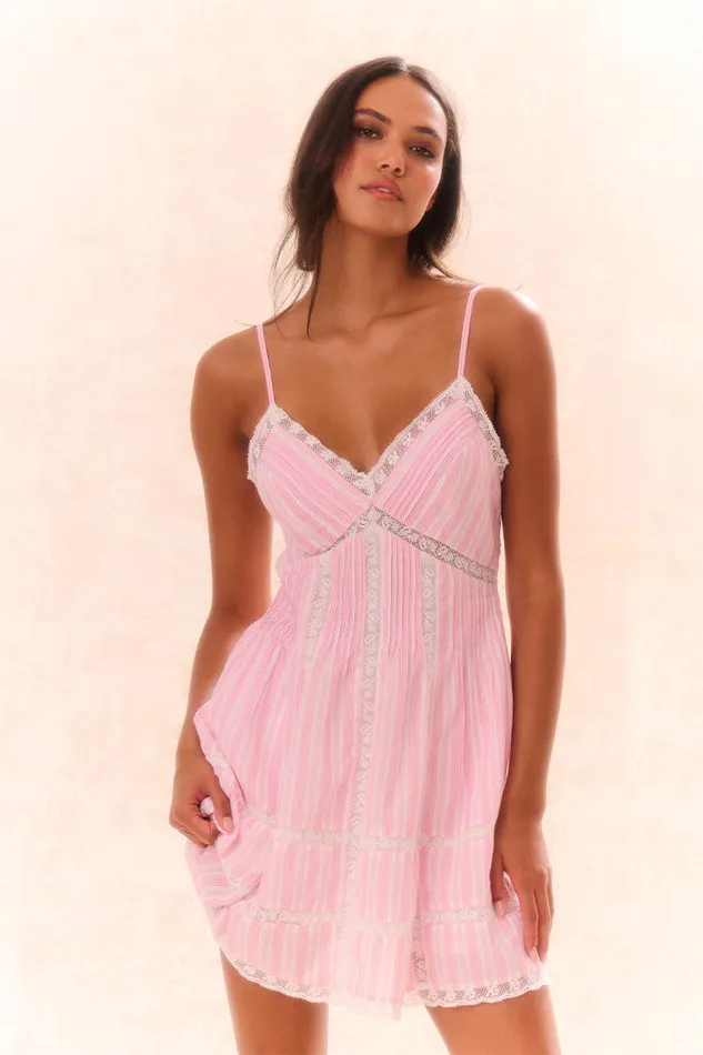 Women LoveShackFancy Dresses Docila Cotton Striped Dress Captiva Pink