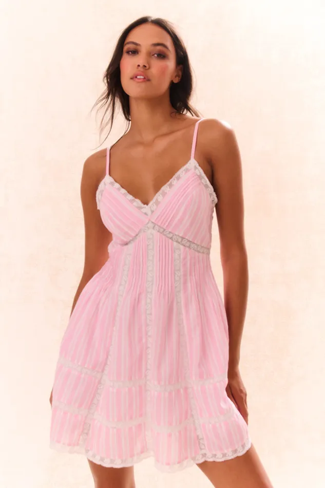 Women LoveShackFancy Dresses Docila Cotton Striped Dress Captiva Pink