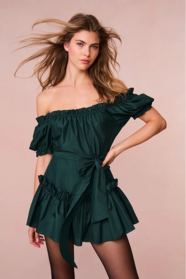 Women LoveShackFancy Dresses Estine Taffeta Mini Dress Green