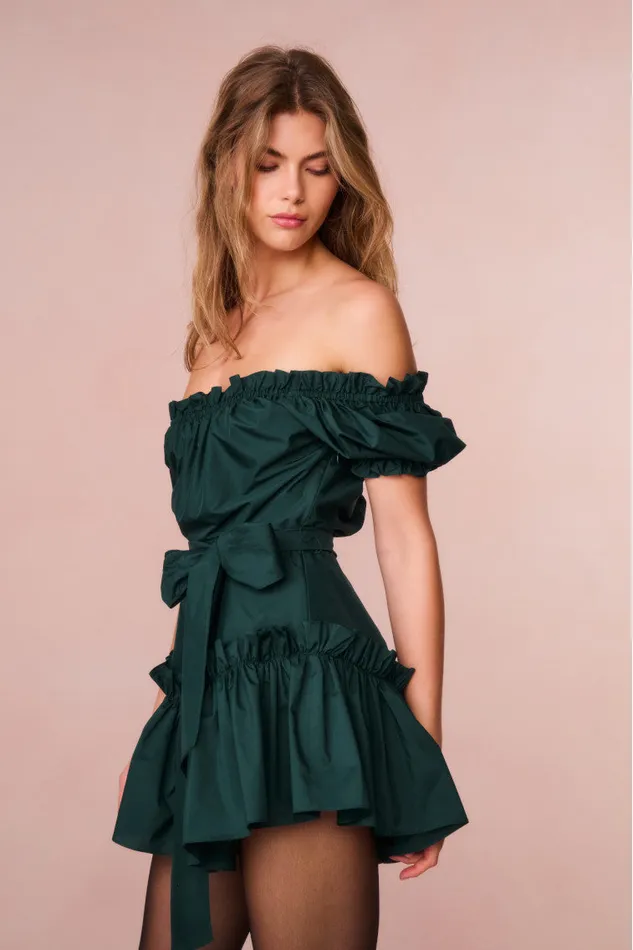 Women LoveShackFancy Dresses Estine Taffeta Mini Dress Green