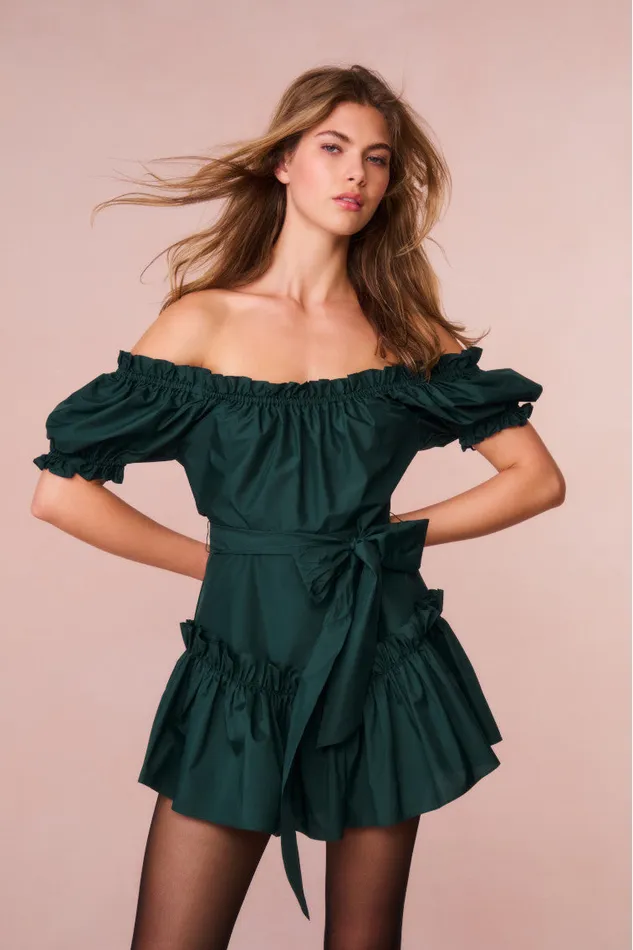 Women LoveShackFancy Dresses Estine Taffeta Mini Dress Green