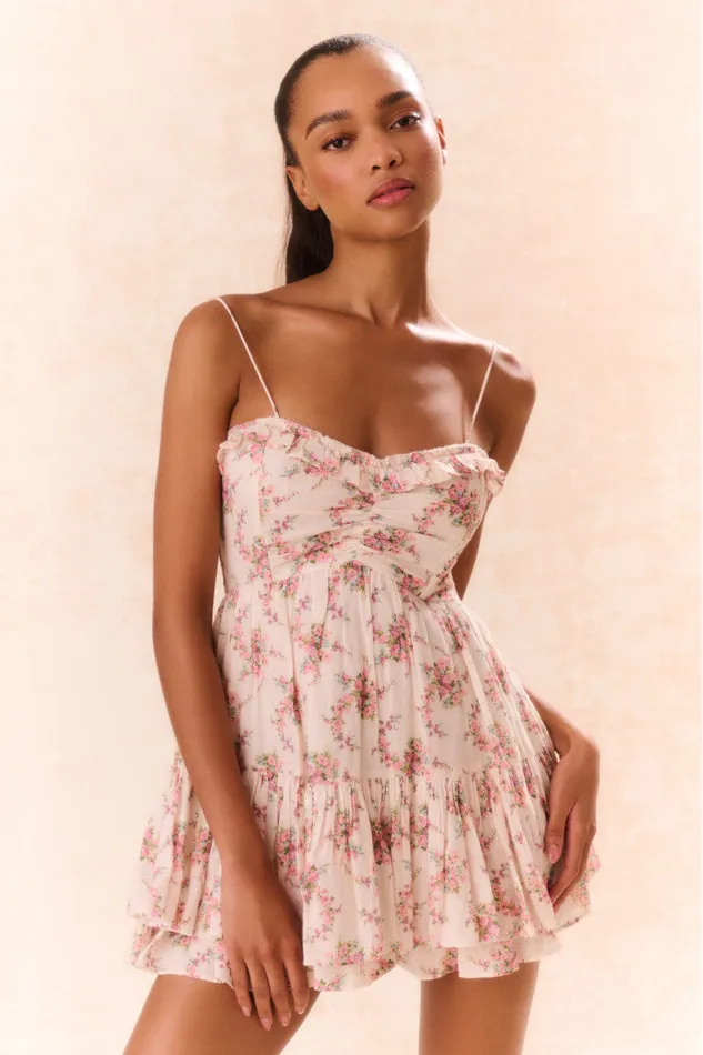 Women LoveShackFancy Dresses Linny Floral Mini Dress Mauve Ballet