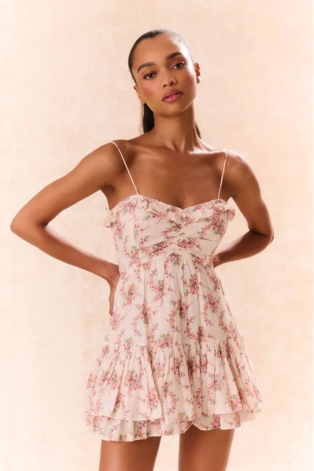 Women LoveShackFancy Dresses Linny Floral Mini Dress Mauve Ballet