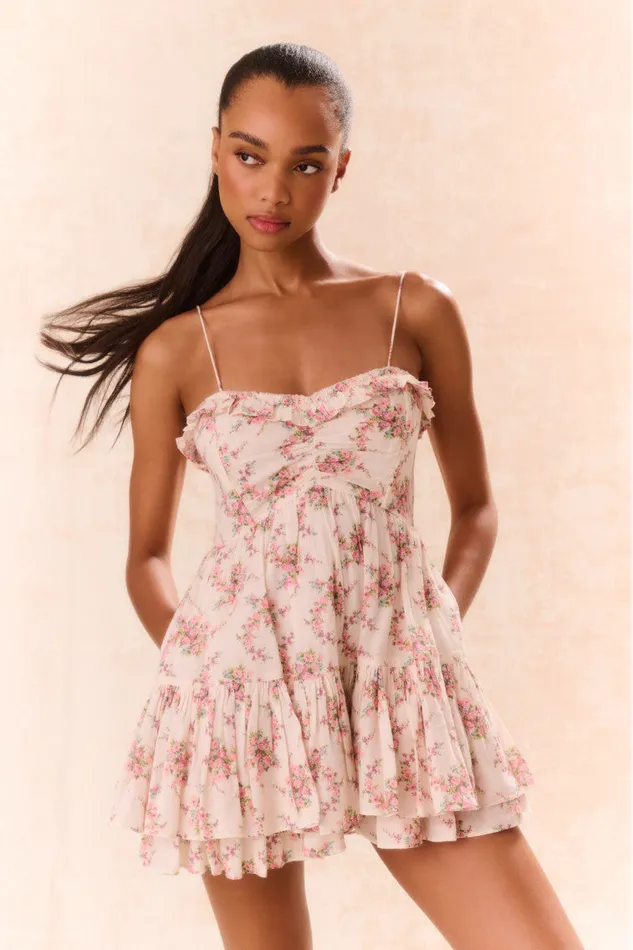 Women LoveShackFancy Dresses Linny Floral Mini Dress Mauve Ballet