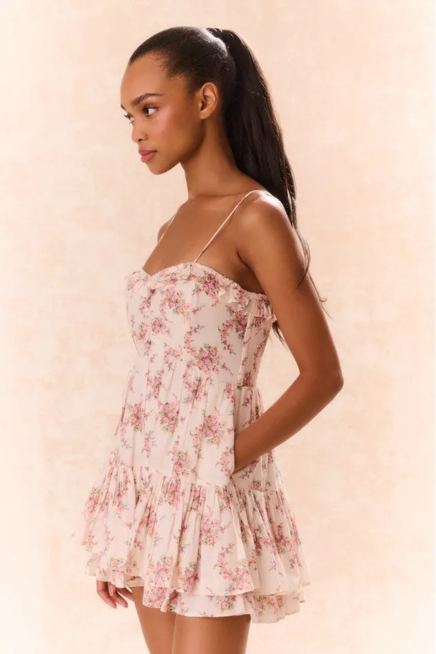 Women LoveShackFancy Dresses Linny Floral Mini Dress Mauve Ballet
