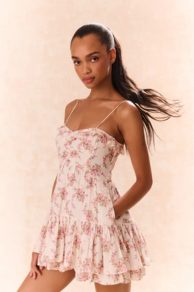 Women LoveShackFancy Dresses Linny Floral Mini Dress Mauve Ballet