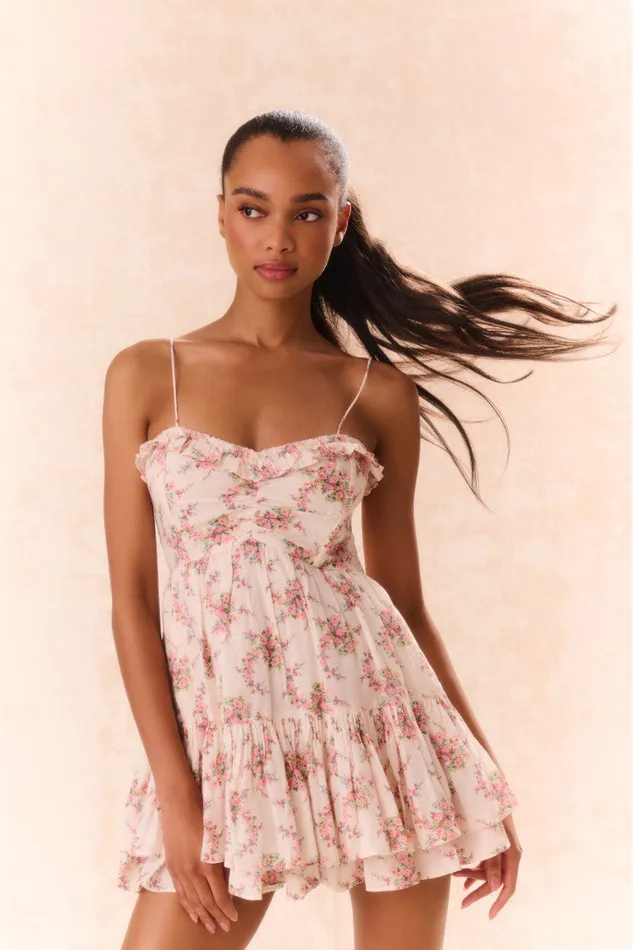 Women LoveShackFancy Dresses Linny Floral Mini Dress Mauve Ballet