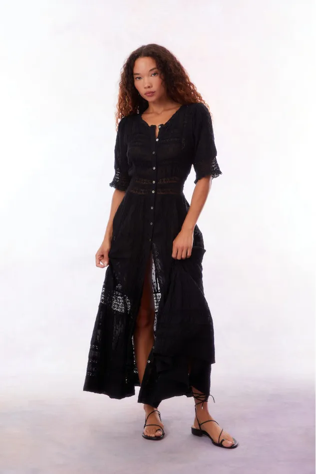 Women LoveShackFancy Dresses Minka Maxi Dress Black