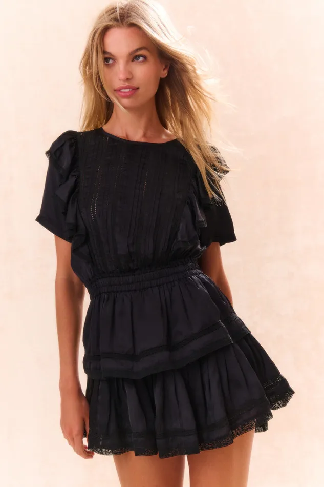 Women LoveShackFancy Dresses Natasha Cotton Ruffle Dress Black