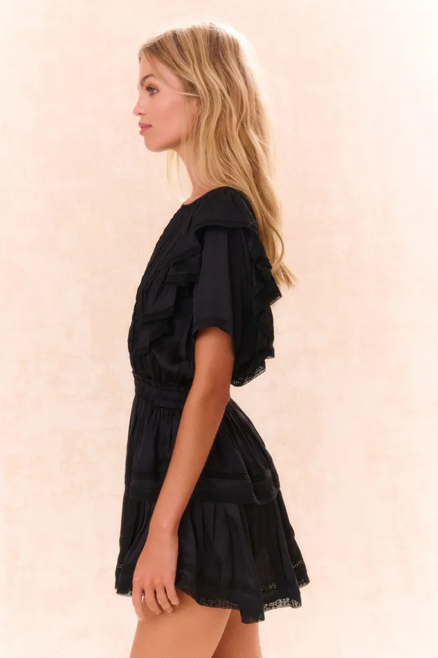 Women LoveShackFancy Dresses Natasha Cotton Ruffle Dress Black