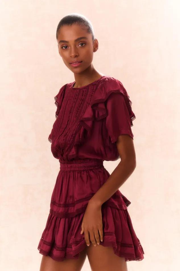 Women LoveShackFancy Dresses Natasha Cotton Ruffle Dress Oxblood
