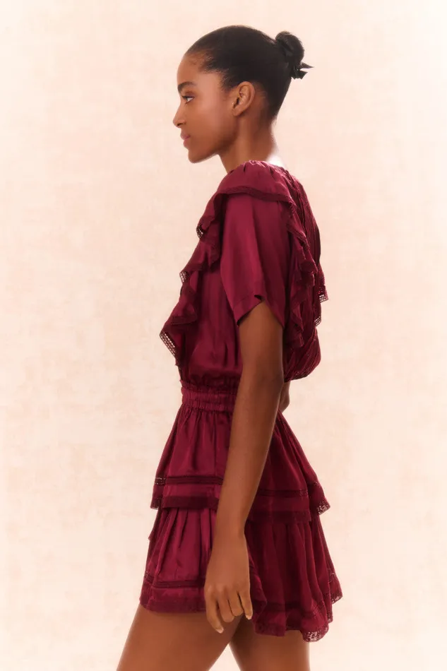 Women LoveShackFancy Dresses Natasha Cotton Ruffle Dress Oxblood