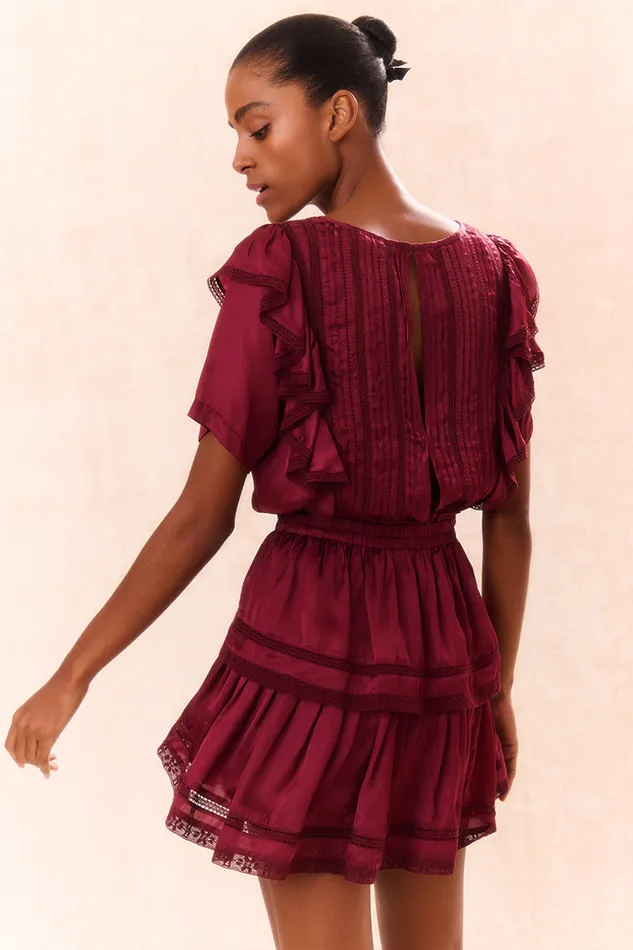 Women LoveShackFancy Dresses Natasha Cotton Ruffle Dress Oxblood