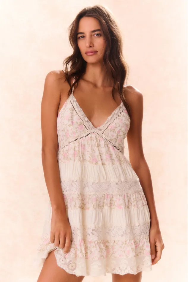 Women LoveShackFancy Dresses Posie Floral Mini Dress Ivory Blossom