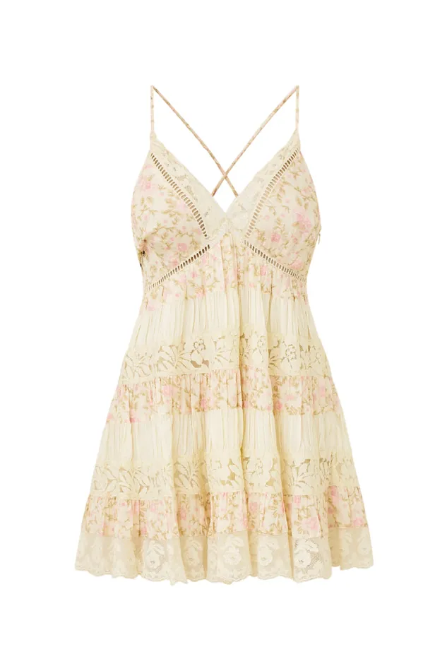 Women LoveShackFancy Dresses Posie Floral Mini Dress Ivory Blossom