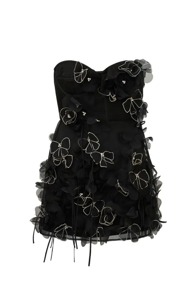 Women LoveShackFancy Dresses Sabila Organza Mini Dress Black