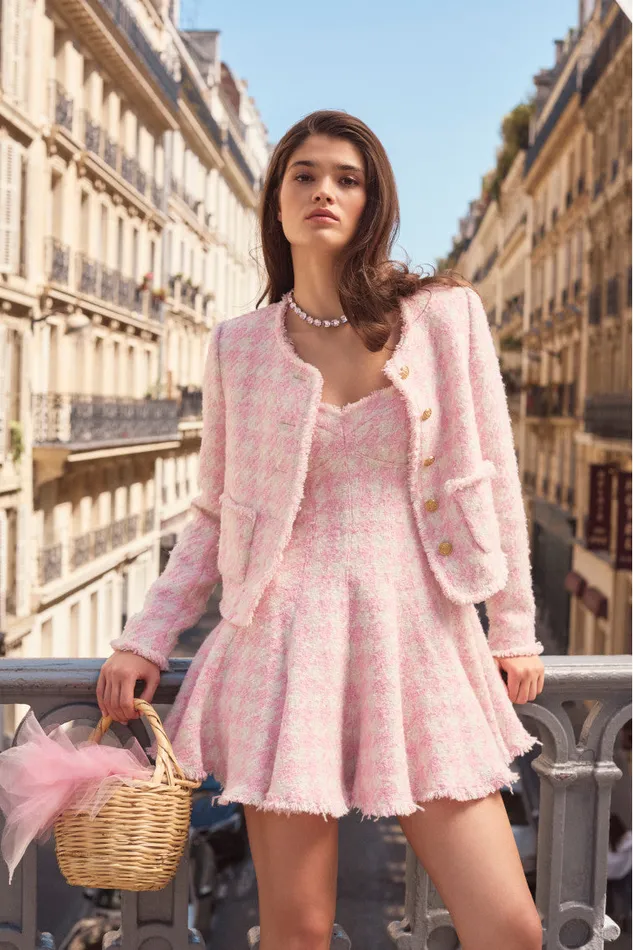 Women LoveShackFancy Jackets and Coats Antoine Tweed Jacket Rose Quartz