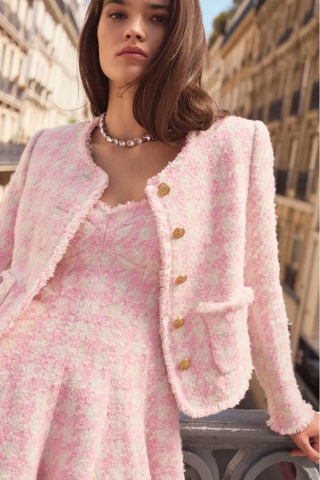 Women LoveShackFancy Jackets and Coats Antoine Tweed Jacket Rose Quartz