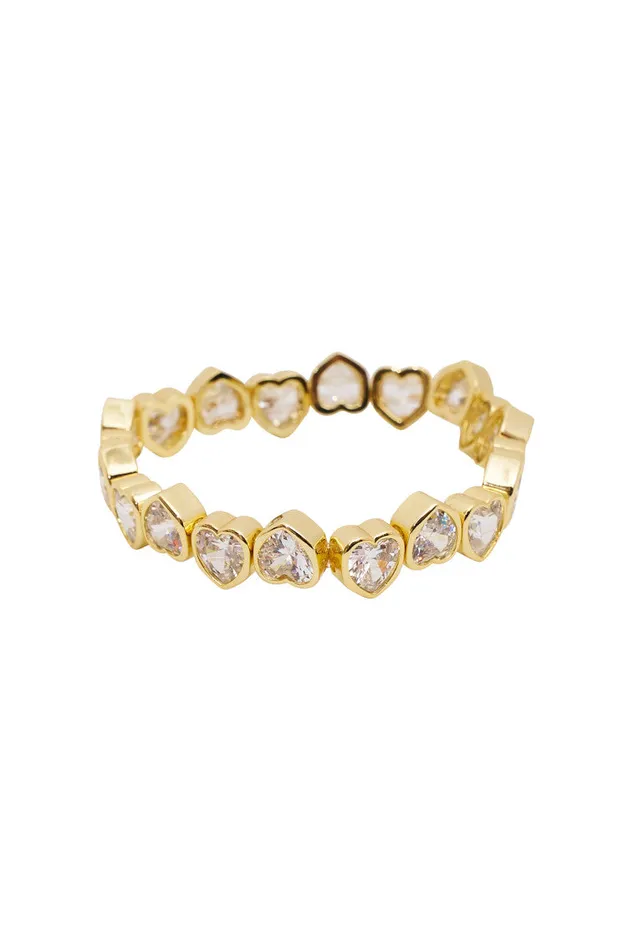 Women LoveShackFancy Jewelry Erin Wachs Large Heart Stretch Bracelet Gold