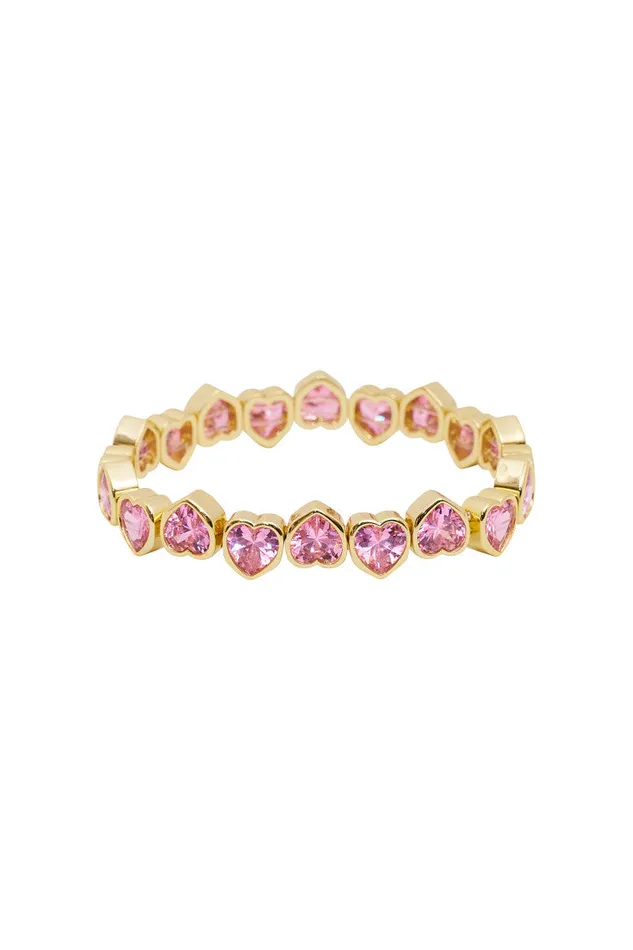 Women LoveShackFancy Jewelry Erin Wachs Large Heart Stretch Bracelet Pink