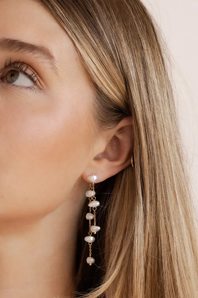 Women LoveShackFancy Jewelry Evie Jewelry Faux Pearl Drop Earrings Gold