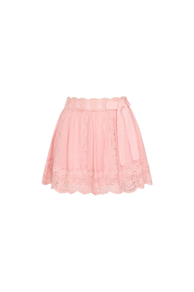 Women LoveShackFancy Skirts Matera Cotton Stripe Mini Skirt Cherry Pink