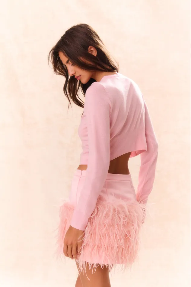 Women LoveShackFancy Skirts Viviette Feather Mini Skirt Party Pink