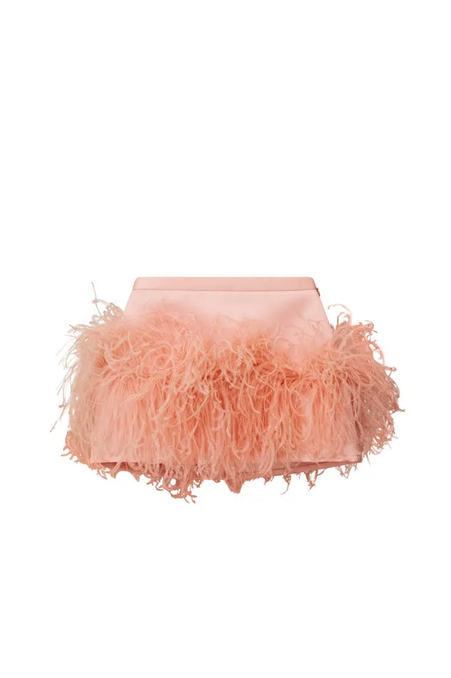 Women LoveShackFancy Skirts Viviette Feather Mini Skirt Party Pink