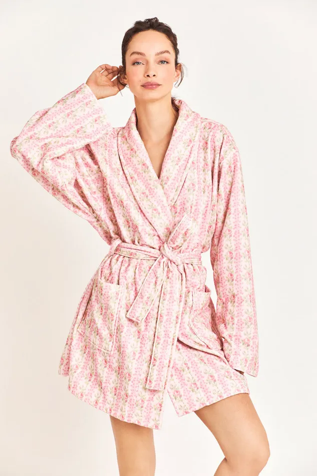 Women LoveShackFancy Sleepwear Indie Cotton Bath Robe Strawberry Macaroon