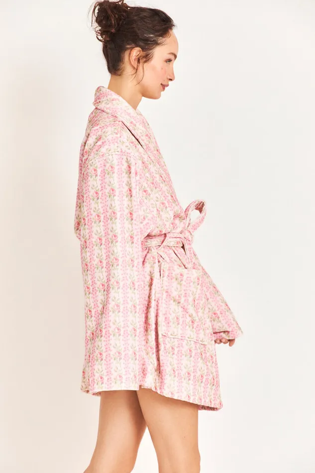 Women LoveShackFancy Sleepwear Indie Cotton Bath Robe Strawberry Macaroon