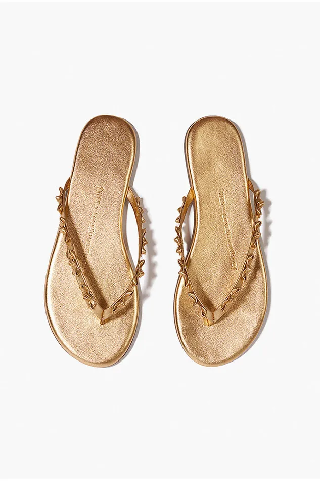 Women LoveShackFancy Swim Tkees Mini Bow Sandals Gold