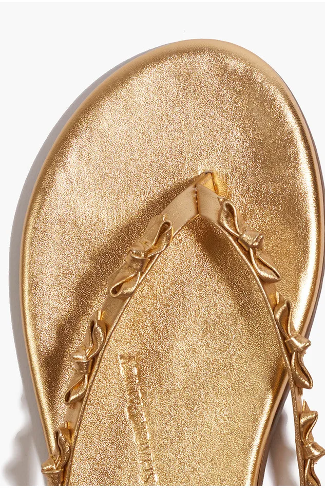 Women LoveShackFancy Swim Tkees Mini Bow Sandals Gold