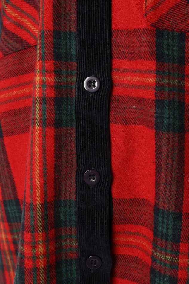 Women Lucille Plaid Shacket RedNavy Jackets and Coats Petal and Pup