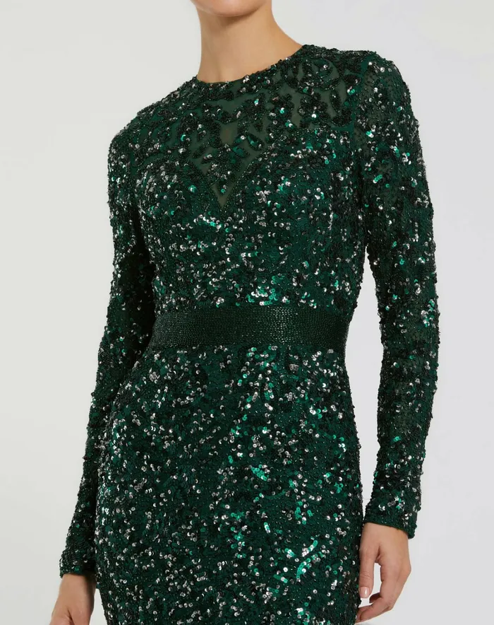 Women Mac Duggal Green Hand Embellished Long Sleeve Gown Forest Green Evening Gowns Women Mac Duggal Green Hand Embellished Long Sleeve Gown Forest Green Evening Gowns