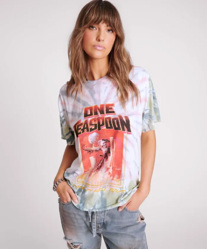 Women MADE IN HELL TIE DYE OVERSIZED TEE One Teaspoon Tees and Tanks