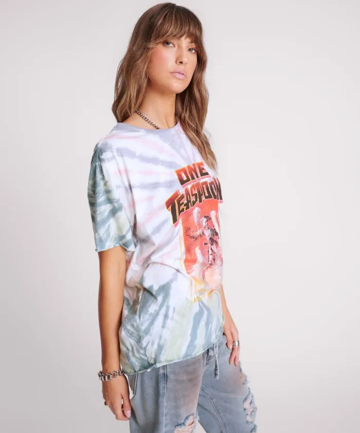 Women MADE IN HELL TIE DYE OVERSIZED TEE One Teaspoon Tees and Tanks