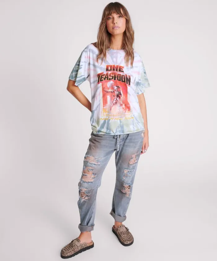 Women MADE IN HELL TIE DYE OVERSIZED TEE One Teaspoon Tees and Tanks
