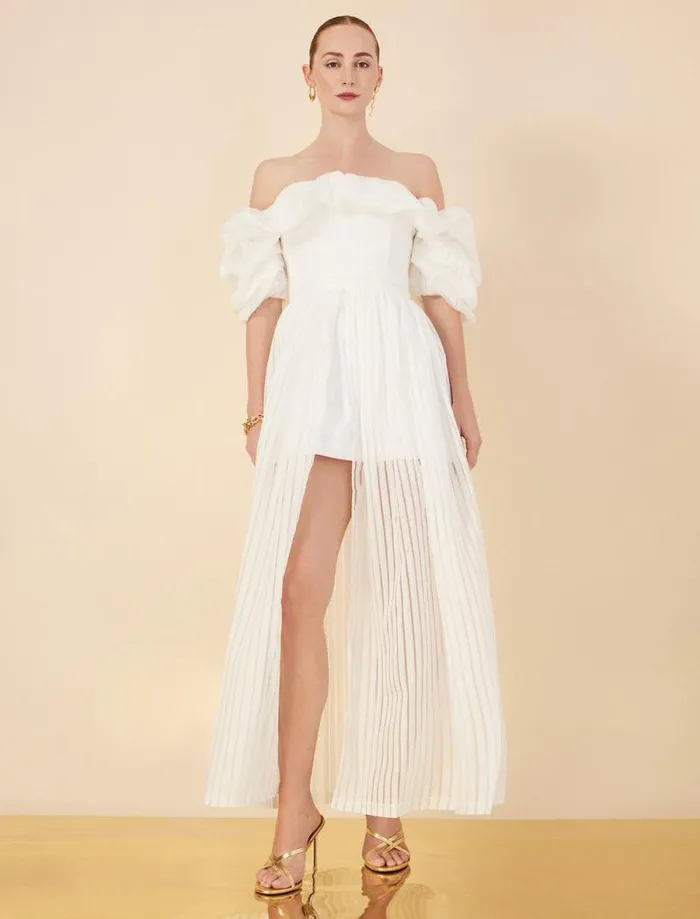 Women Maisie Off Shoulder Romper Gardenia BCBG Jumpsuits and Rompers Women Maisie Off Shoulder Romper Gardenia BCBG Jumpsuits and Rompers