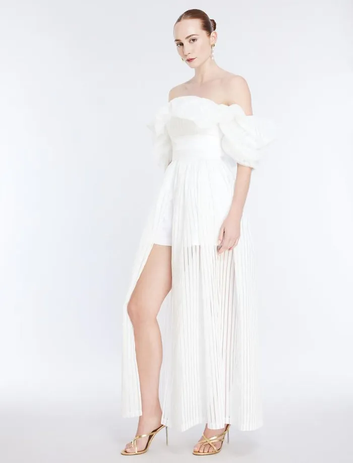 Women Maisie Off Shoulder Romper Gardenia BCBG Jumpsuits and Rompers Women Maisie Off Shoulder Romper Gardenia BCBG Jumpsuits and Rompers