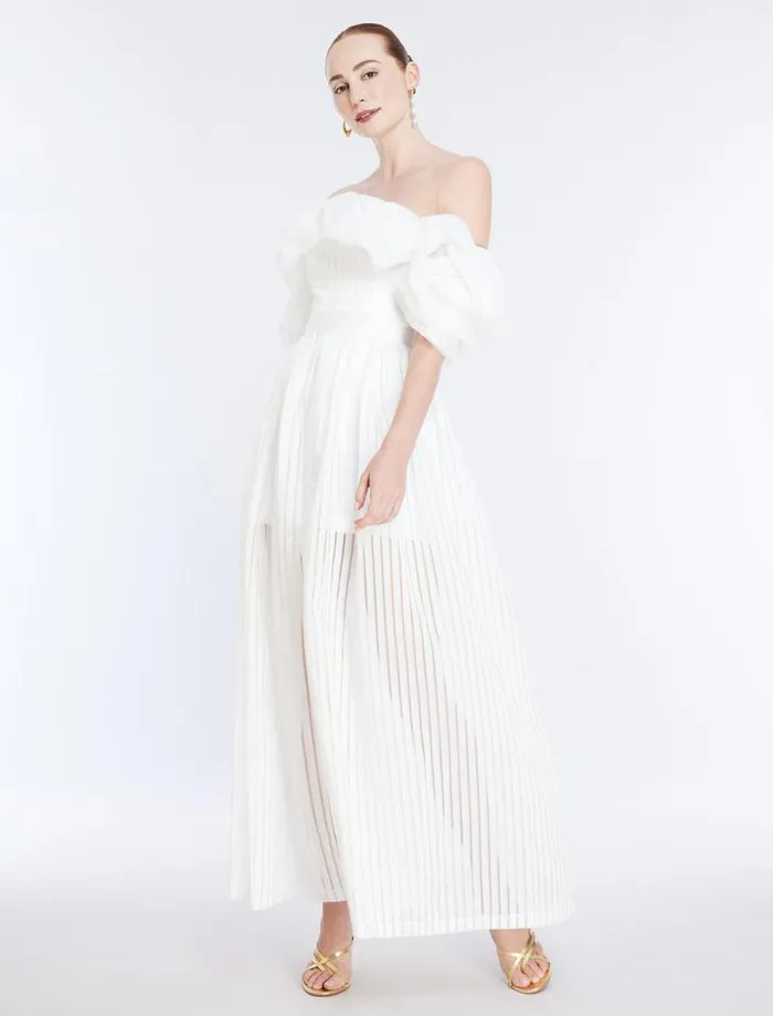 Women Maisie Off Shoulder Romper Gardenia BCBG Jumpsuits and Rompers Women Maisie Off Shoulder Romper Gardenia BCBG Jumpsuits and Rompers