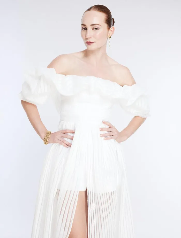 Women Maisie Off Shoulder Romper Gardenia BCBG Jumpsuits and Rompers Women Maisie Off Shoulder Romper Gardenia BCBG Jumpsuits and Rompers