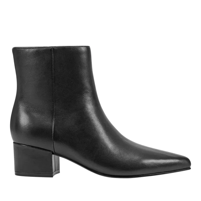 Women Marc Fisher Booties Leonna Ankle Bootie Black Leather
