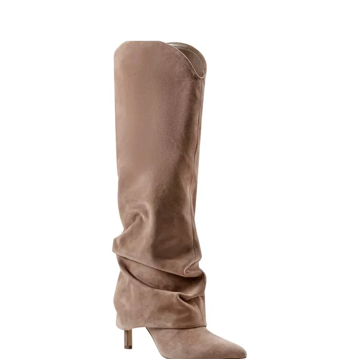 Women Marc Fisher Boots Nairine Foldover Dress Boot Natural Suede