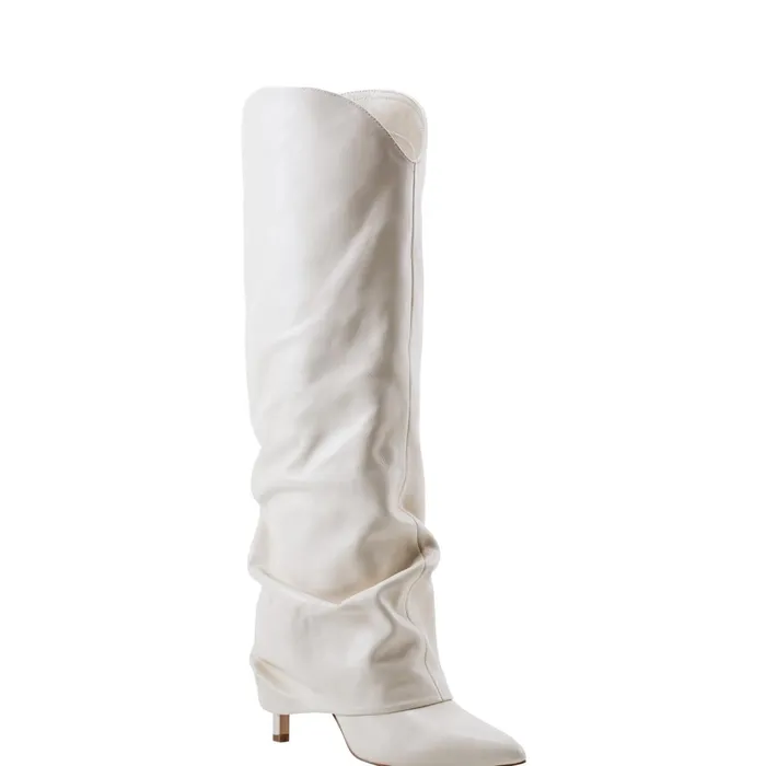Women Marc Fisher Boots Nairine Foldover Dress Boot White Leather