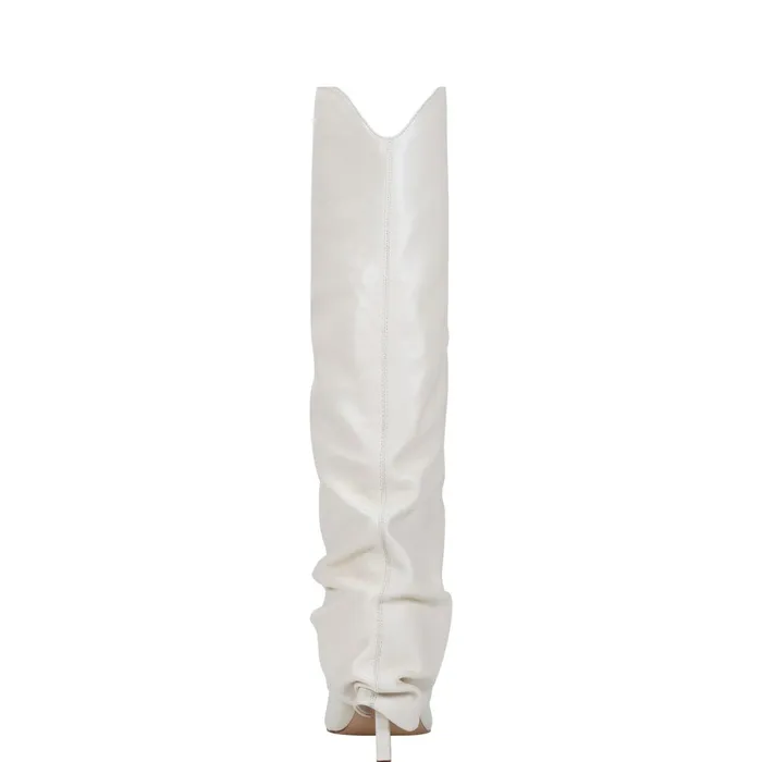 Women Marc Fisher Boots Nairine Foldover Dress Boot White Leather