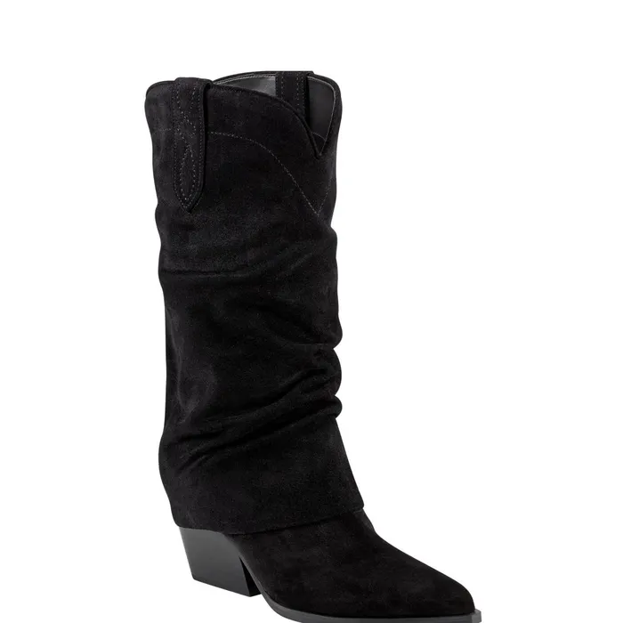 Women Marc Fisher Casual Boots Calysta Block Heel Pointy Toe Boot Black