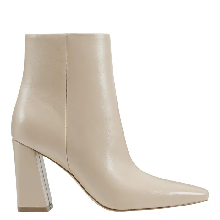 Women Marc Fisher Dress Boots Yanara Heeled Bootie Natural Leather